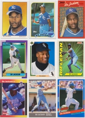 Bo Jackson / 50 Different Baseball Cards featuring Bo Jackson! No Duplicates