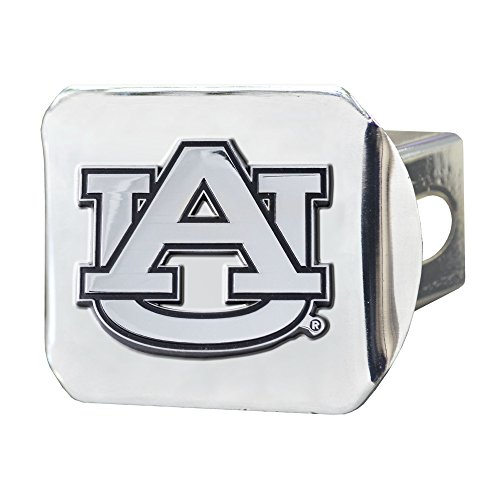 FANMATS – 14946 NCAA Auburn University Tigers Chrome Hitch Cover Silver 3.4″x4″