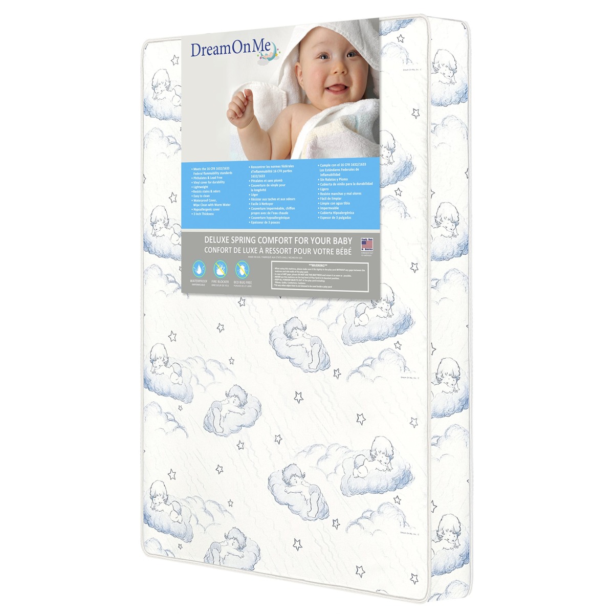 Dream On Me, Star-Burst 3″ Spring Coil Portable Crib Mattress I Waterproof I Green Guard Gold Certified I 10 Years Manufacture Warranty I Dual-Sided Mattress I Vinyl Cover I Made In The U.S.A I Mini Crib Mattress | The Storepaperoomates Retail Market - Fast Affordable Shopping