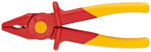 Knipex Tools 98 62 01 Snipe Nose Plastic Pliers 1000V Insulated, Red/Yellow