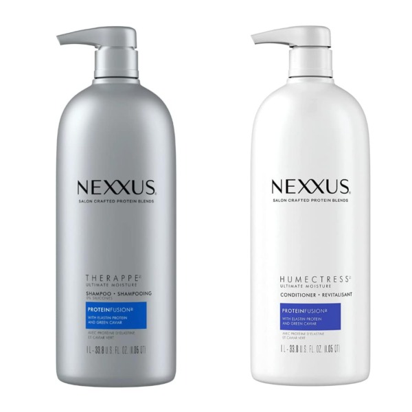 Nexxus Shampoo and Conditioner for Dry Hair Therappe Humectress Silicone-Free, Moisturizing Caviar Complex and Elastin Protein 33.8 oz 2 Count