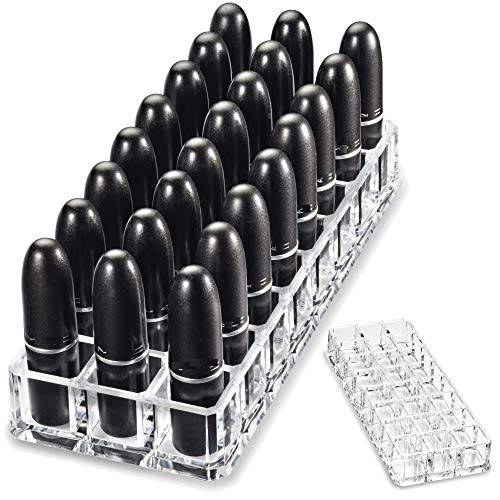byAlegory Premium Beauty Organization Acrylic Lipstick Organizer & Beauty Container 24 Space Storage (Clear)