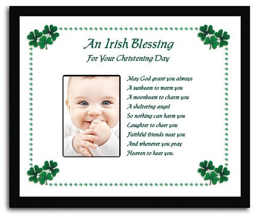Poetry Gifts Irish Christening Gift for Baby Boy or Girl – Irish Blessing 8×10 Inch Frame, Add Photo