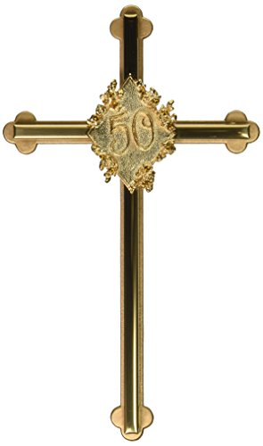 Cathedral Art 50th Anniversary Wall Cross, Gift for Parents, Grandparents, Anniversary, 8-Inches, Gold Plated, by Abbey & CA Gift