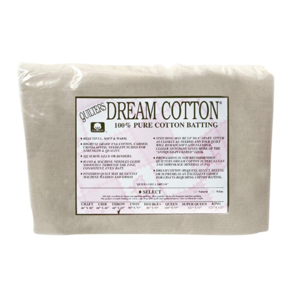 Quilters Dream Natural Cotton Request Batting (60” x 60”) Throw