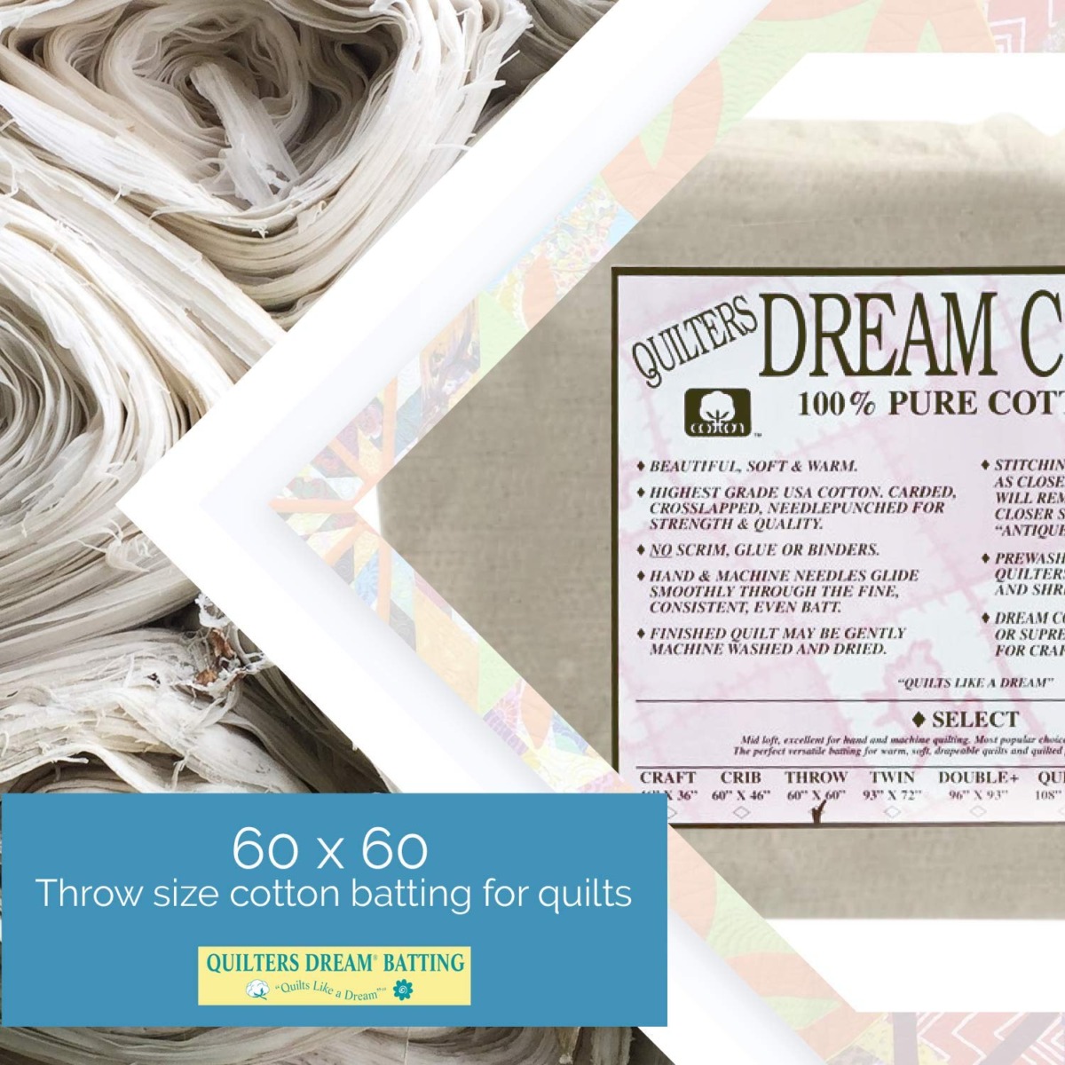 Quilters Dream Natural Cotton Request Batting (60” x 60”) Throw | The Storepaperoomates Retail Market - Fast Affordable Shopping