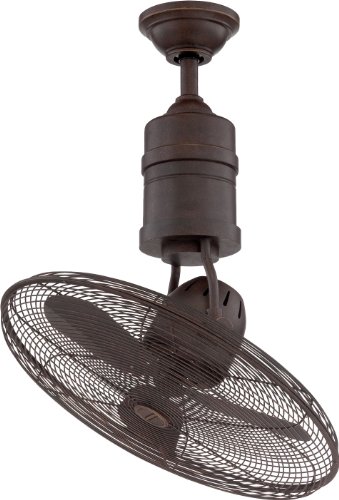 Craftmade BW321AG3 Bellows III Dual Mount 21″ Outdoor Reversible Oscillating Ceiling Fan with Wall & Remote Control, 3 Blades with Safety Cage, Aged Bronze Textured