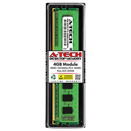 A-Tech RAM 4GB DDR3 1333 MHz PC3-10600 DIMM – Desktop Computer Memory – CL9 240-Pin UDIMM Non-ECC Unbuffered Upgrade Module