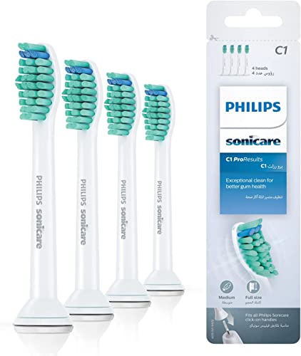 Philips Genuine Sonicare Pro Results Brush Heads, White, Pack of 4 – HX6014/07