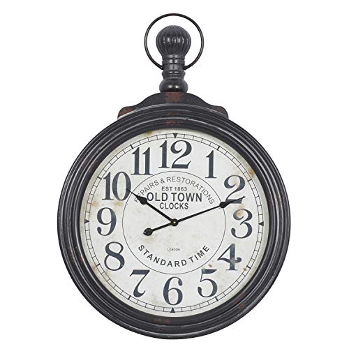 Deco 79 Wood Pocket watch Style Wall Clock, 28″ x 3″ x 39″, Brown