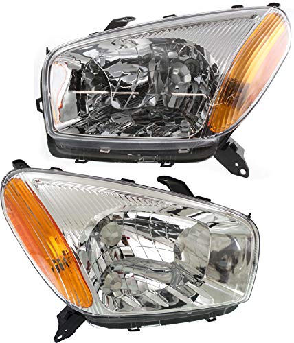 Evan Fischer Headlight Set Compatible with 2001-2003 Toyota RAV4 Left Driver and Right Passenger Side Halogen With bulb(s)