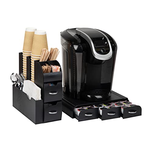 Mind Reader Organizer Coffee Pod Drawer and Condiment, 2 Piece,36 pods, Black