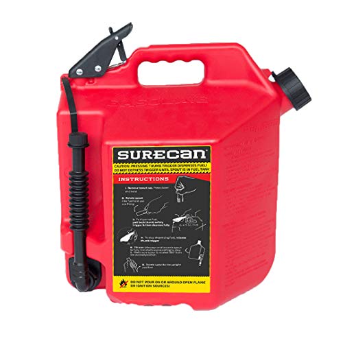 Surecan CRSUR5G1 Gasoline CAN, 5.0 Gallon, Red, 640 Fl Oz