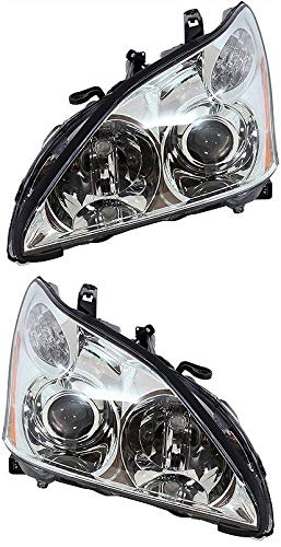 Evan-Fischer Headlight Set Compatible with 2004-2006 Lexus RX330 Left Driver and Right Passenger Side