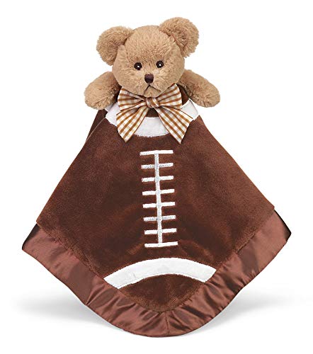 Bearington Baby Touchdown Snuggler, Football Plush Stuffed Animal Teddy Bear Security Blanket, Lovey 15″
