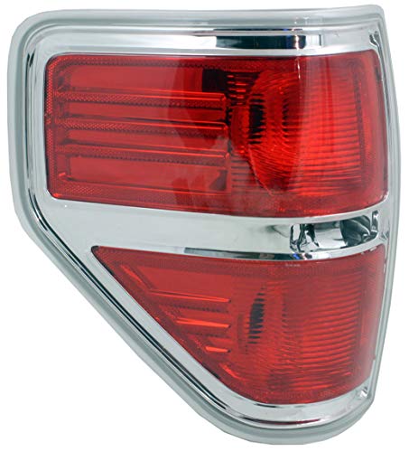 Evan Fischer Tail Light Lens and Housing Compatible with 2009-2014 Ford F-150 Styleside Chrome trim CAPA Driver Side