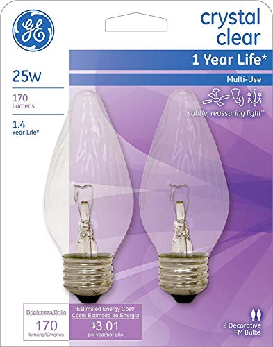Chandelier Light Bulbs, Flame Shape, Clear, Faceted, 25-Watts, 2-Pk.