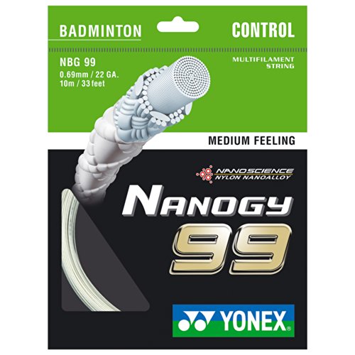 YONEX Badminton String Nanogy99, Medium Feeling, White