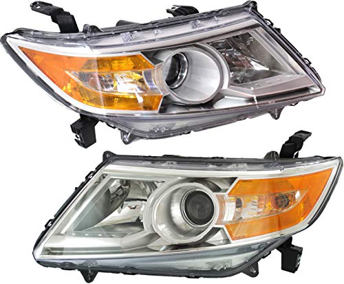 Evan Fischer Headlight Set Compatible with 2011-2013 Honda Odyssey Left Driver and Right Passenger Side Halogen With bulb(s)