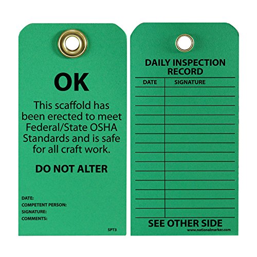 NMC SPT3 OK – DO NOT ALTER Tag – [Pack of 25] 3 in. x 6 in. 2 Side Cardstock Inspection Tag with Grommet, Black Text on Green Base