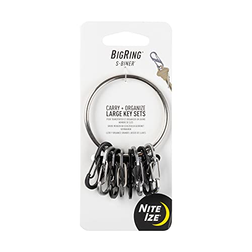 Nite Ize – BRG-M1-R3 BigRing Steel, 2″ Stainless-Steel keychain Ring With 8 Stainless-Steel Key-Holding S-Biners