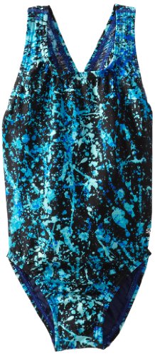 Speedo Big Girls’ Youth Splatter Splash Superpro Swimsuit, Blue, 22/6