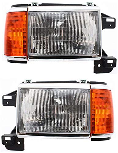 Evan Fischer Driver and Passenger Side Headlight Set of 2 Compatible with 1987-1991 Ford F-150, 1987-1991 F-250, 1987-1991 F-350 & 1987-1991 Bronco – FO2502105, FO2503105