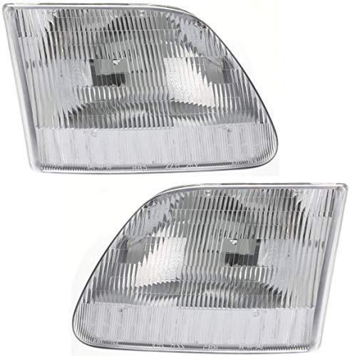 Evan Fischer Driver and Passenger Side Headlight Set of 2 Compatible with 1997-2003 Ford F-150, 1997-1999 F-250, 1997-2002 Expedition & 2004 F-150 Heritage – FO2503139, FO2502139