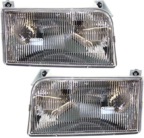 Evan Fischer Driver and Passenger Side Headlight Set of 2 Compatible with 1992-1996 Ford F-150, 1992-1996 F-250, 1992-1997 F-350 & 1992-1996 Bronco – FO2503114, FO2502118