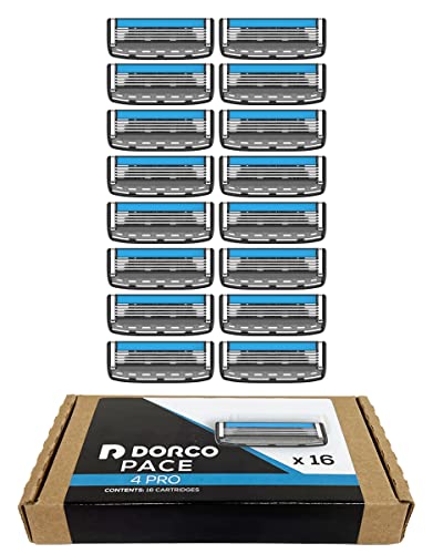 Dorco Pace 4 Pro – Four Blade Razor Shaving System – 16 Cartridges (No Handle)