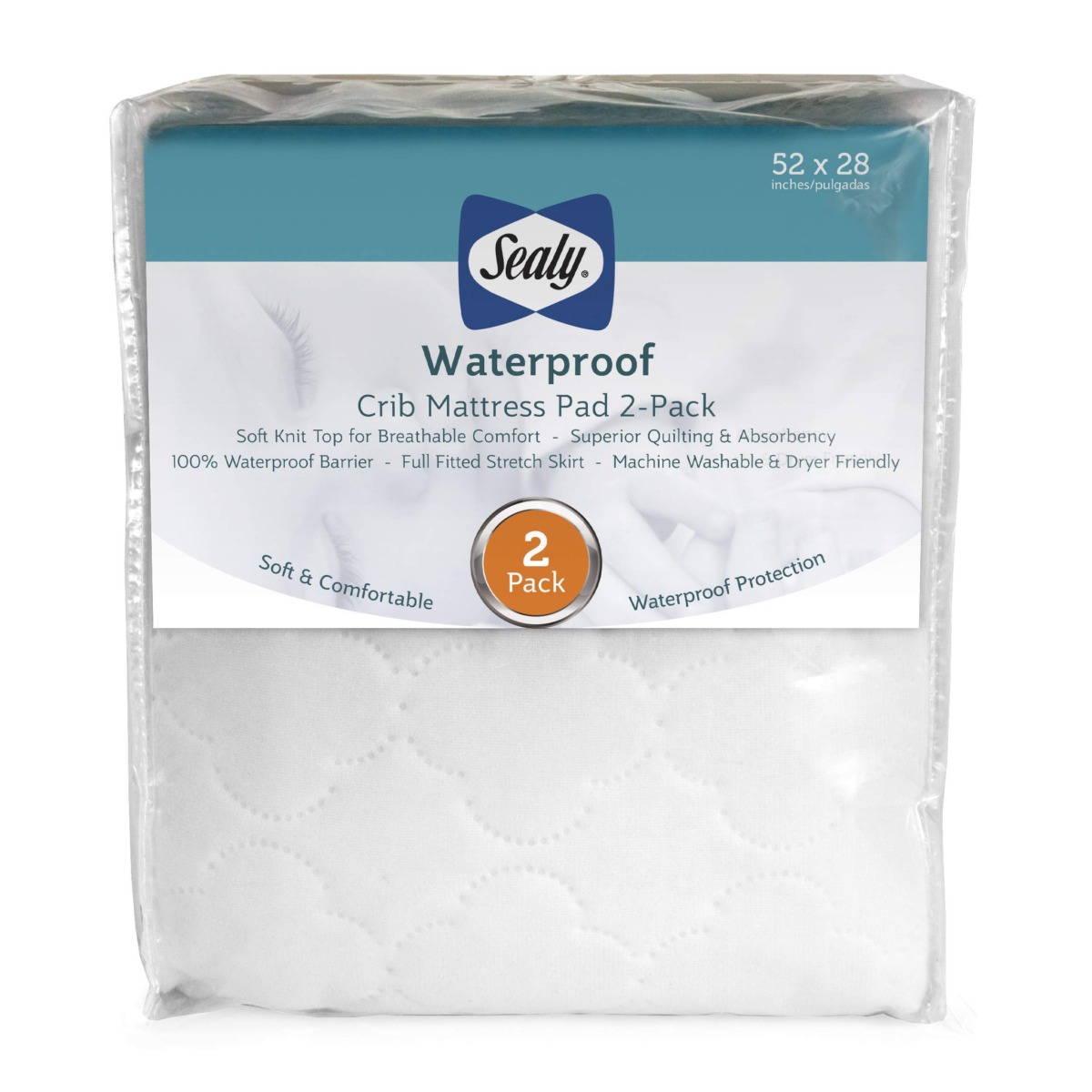 Sealy 2-PACK Waterproof Fitted Toddler Bed and Baby Crib Mattress Pad Cover Protector, Noiseless, Machine Washable and Dryer Friendly, 52″ x 28″ – White | The Storepaperoomates Retail Market - Fast Affordable Shopping