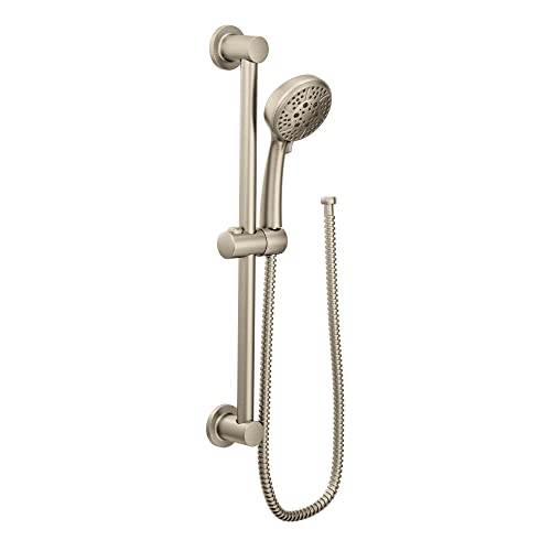 Moen Eco-Performance Brushed Nickel 4-Spray Pattern Handheld Showerhead with 69-Inch-Long Hose with 30-Inch Slide Bar, 3669EPBN