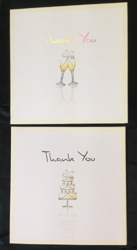 10 x Sparkly Luxury Wedding Thank You Cards Cake & Glasses Design