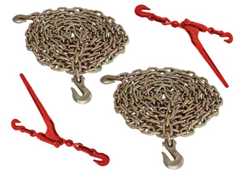 5/16″ x 20′ G70 Tie Down Chain and 5/16″ – 3/8″ G70 Lever Chain Binders (4pc Set)