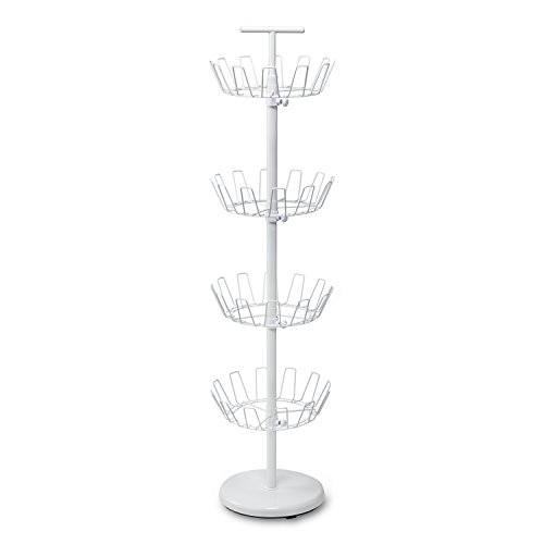 Honey-Can-Do SHO-01197 Shoe Tree with Spinning Handle, White, 4-Tier