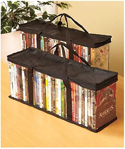 ALLmuis Set of 2 DVD Storage Bags (Holds 40 DVD’s Each – 80 Total!). Convenient Travel Case for Media. Stackable, Easy to Carry.