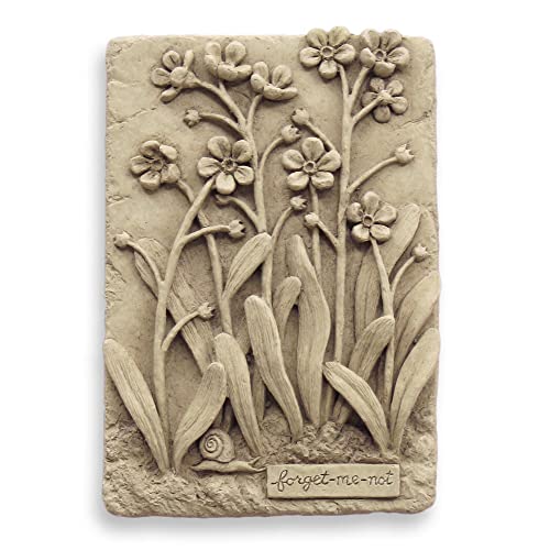 Carruth Studio, Forget-Me-Not Wall Plaque Figurine, Original Sculpture Handcrafted in Stone, Artisan Made