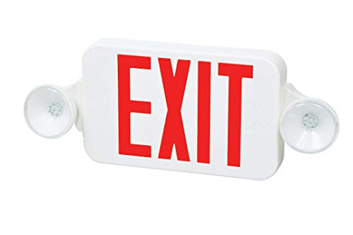 Fulham FHEC30WR Firehorse Emergency Exit Light/Sign Combo- Micro Led, White with Red Lettering