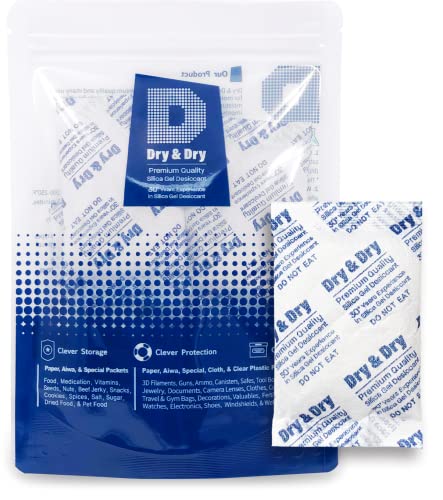 Dry & Dry 30 Gram [20 Packets] Premium Silica Gel Packets Desiccant Packs Dehumidifier – Rechargeable Fabric Silica Packets, Moisture Absorbers, Silica Gel