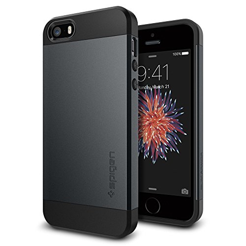 Spigen Slim Armor Designed for iPhone 5S Case (2013) / Designed for iPhone SE Case (2017) / Designed for iPhone5 Case (2012) – Metal Slate