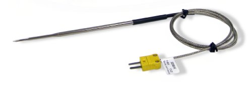 Cooper-Atkins 50360-K Type K Oven Needle Thermocouple Probe with Stainless Steel Overbraid Cable, -40 to +500 degrees F Temperature Range
