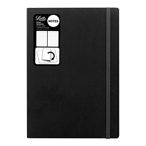 Letts Noteletts Edge Notebook, Large, Ruled, Black, 8.5 x 5.875 Inches, 192 Pages (LEN5ERBK)