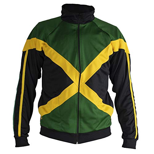 Jamaica Proud Power Authentic Jamaican Long Sleeved Reggae Zip-Up Jacket – Unisex (Black, Green and Yellow) – S
