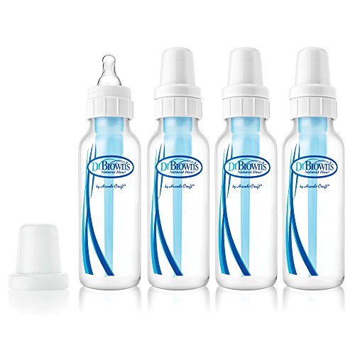 Dr. Brown’s Natural Flow® Anti-Colic Baby Bottle with Level 1 Slow Flow Nipples, 8oz, 4 Pack
