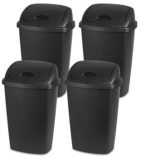 Sterilite 10889004 13.2 Gallon/50 Liter SwingTop Wastebasket, Black, 4-Pack | The Storepaperoomates Retail Market - Fast Affordable Shopping