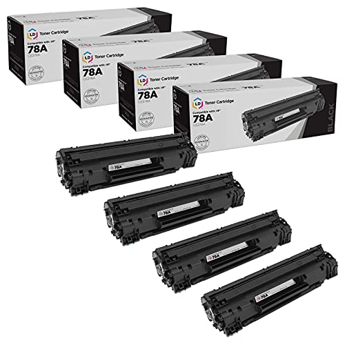 LD Products Compatible HP 78A CE278A Toner Cartridge Replacement for LaserJet Pro: M1536dnf, M1537dnf, M1538dnf, M1539dnf, P1566, P1606dn (Black, 4-Pack)