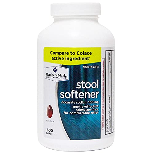 Member’s Mark Stool Softener Regular Strength Docusate Sodium 100mg, 600 Softgels