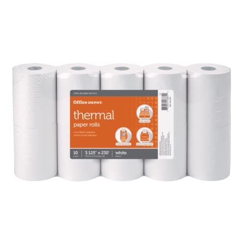 Office Depot Thermal Paper Rolls, 3 1/8in. x 230ft., White, Pack Of 10, 109282