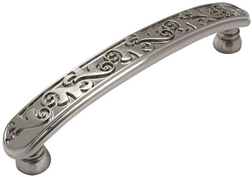 Cosmas 25 Pack 4298SN Satin Nickel Floral Cabinet Hardware Handle Pull – 3-3/4″ Inch (96mm) Hole Centers