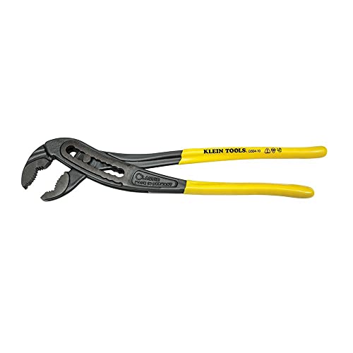 Klein Tools D504-10 Pump Pliers, Unique Curved Jaw, Maximum Torque, Hardened Teeth, Adjustable Wide Jaw, Ideal for Plumbing, Nail Holding
